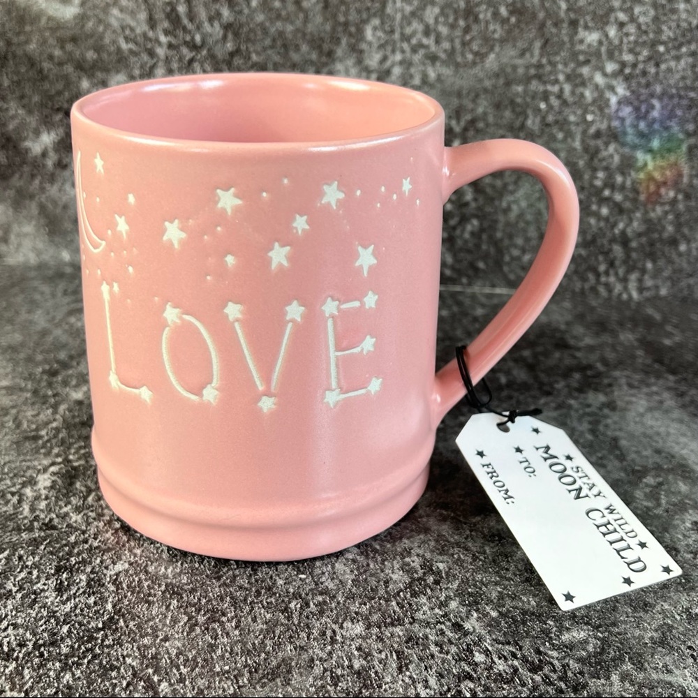 🧚🏼‍♀️✨Clearance Sale!✨ Pink LOVE Mug Celestial Stars Moon Child Astrology XL